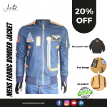 Men’s Bomber Fabric Jacket With Leather Trim