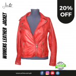 Women Red Star Leather Jacket AR-32 lambskin